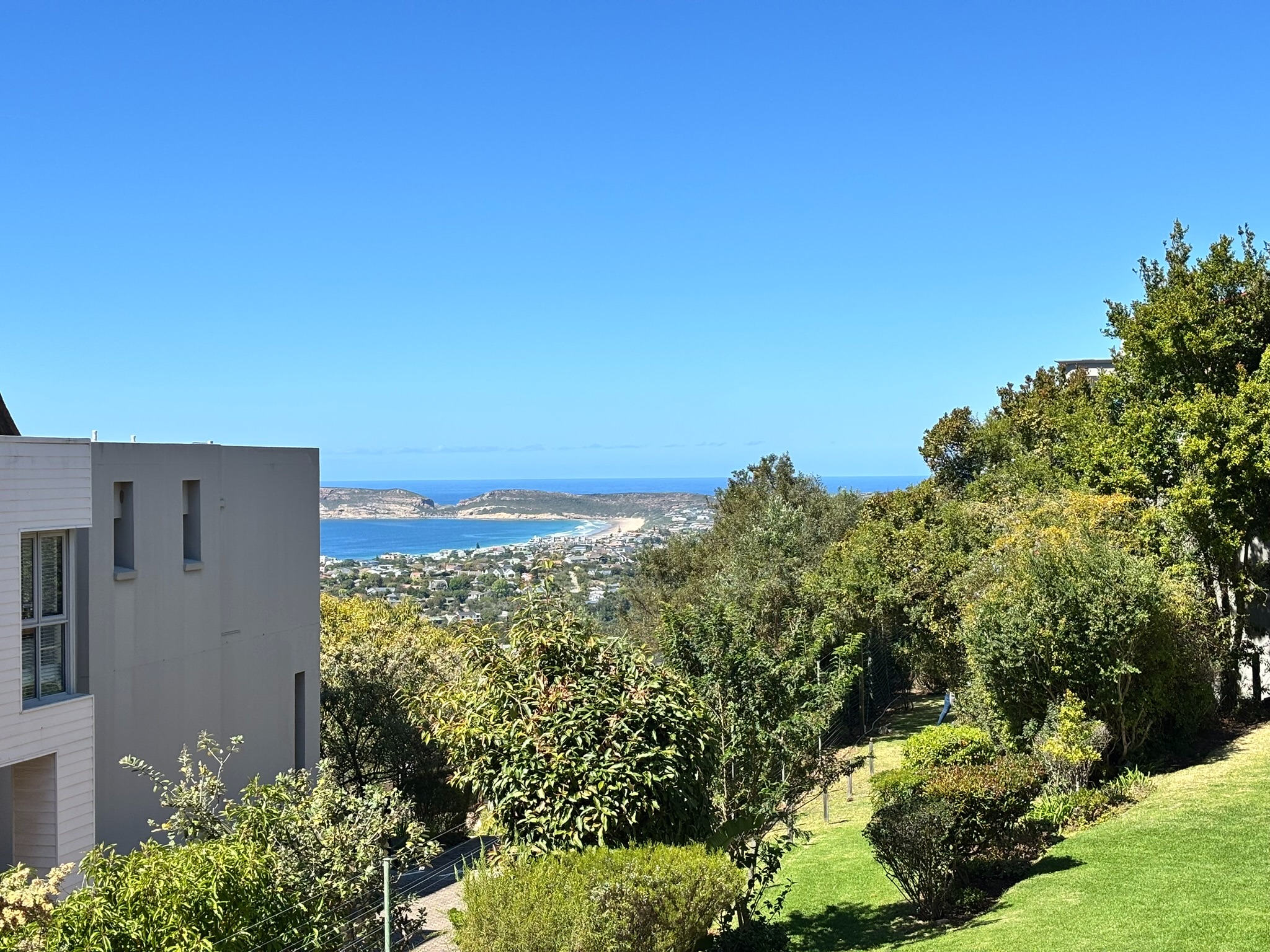 Garden and bay view from the apartment balcony